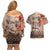 Vintage Bula Fiji Personalised Couples Matching Off Shoulder Short Dress and Hawaiian Shirt Beige Hibiscus Tapa Pattern