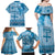 Vintage Bula Fiji Personalised Family Matching Off Shoulder Maxi Dress and Hawaiian Shirt Blue Hibiscus Tapa Pattern