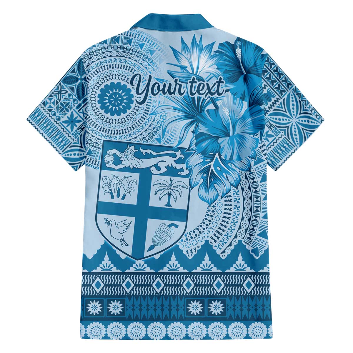 Vintage Bula Fiji Personalised Family Matching Puletasi and Hawaiian Shirt Blue Hibiscus Tapa Pattern