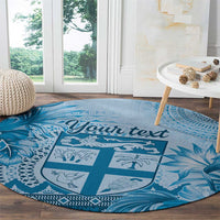 Vintage Bula Fiji Personalised Round Carpet Blue Hibiscus Tapa Pattern LT9