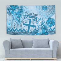 Vintage Bula Fiji Personalised Tapestry Blue Hibiscus Tapa Pattern LT9