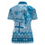 Vintage Bula Fiji Personalised Women Polo Shirt Blue Hibiscus Tapa Pattern