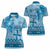 Vintage Bula Fiji Personalised Women Polo Shirt Blue Hibiscus Tapa Pattern