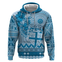 Vintage Bula Fiji Personalised Zip Hoodie Blue Hibiscus Tapa Pattern LT9 Pullover Hoodie Blue - Polynesian Pride