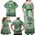 Vintage Bula Fiji Personalised Family Matching Off Shoulder Maxi Dress and Hawaiian Shirt Green Hibiscus Tapa Pattern