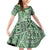 Vintage Bula Fiji Personalised Family Matching Off Shoulder Short Dress and Hawaiian Shirt Green Hibiscus Tapa Pattern