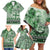 Vintage Bula Fiji Personalised Family Matching Off Shoulder Short Dress and Hawaiian Shirt Green Hibiscus Tapa Pattern