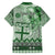 Vintage Bula Fiji Personalised Family Matching Off Shoulder Short Dress and Hawaiian Shirt Green Hibiscus Tapa Pattern