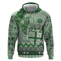 Vintage Bula Fiji Personalised Hoodie Green Hibiscus Tapa Pattern LT9 Pullover Hoodie Green - Polynesian Pride