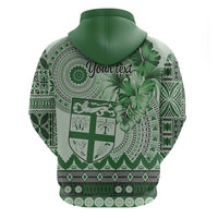 Vintage Bula Fiji Personalised Hoodie Green Hibiscus Tapa Pattern LT9 - Polynesian Pride