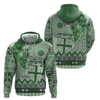 Vintage Bula Fiji Personalised Hoodie Green Hibiscus Tapa Pattern LT9 - Polynesian Pride