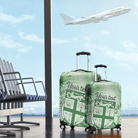 Vintage Bula Fiji Personalised Luggage Cover Green Hibiscus Tapa Pattern LT9