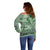 Vintage Bula Fiji Personalised Off Shoulder Sweater Green Hibiscus Tapa Pattern