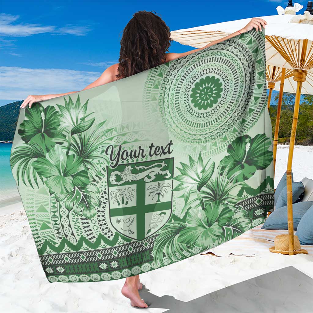 Vintage Bula Fiji Personalised Sarong Green Hibiscus Tapa Pattern LT9