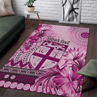Vintage Bula Fiji Personalised Area Rug Pink Hibiscus Tapa Pattern LT9