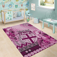 Vintage Bula Fiji Personalised Area Rug Pink Hibiscus Tapa Pattern LT9