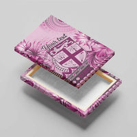 Vintage Bula Fiji Personalised Canvas Wall Art Pink Hibiscus Tapa Pattern LT9