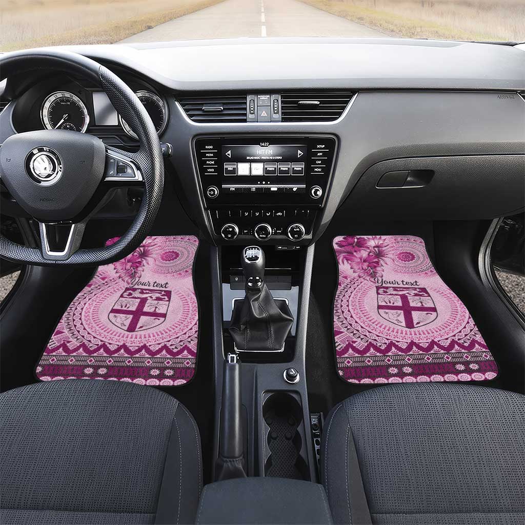 Vintage Bula Fiji Personalised Car Mats Pink Hibiscus Tapa Pattern LT9