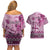 Vintage Bula Fiji Personalised Couples Matching Off Shoulder Short Dress and Hawaiian Shirt Pink Hibiscus Tapa Pattern