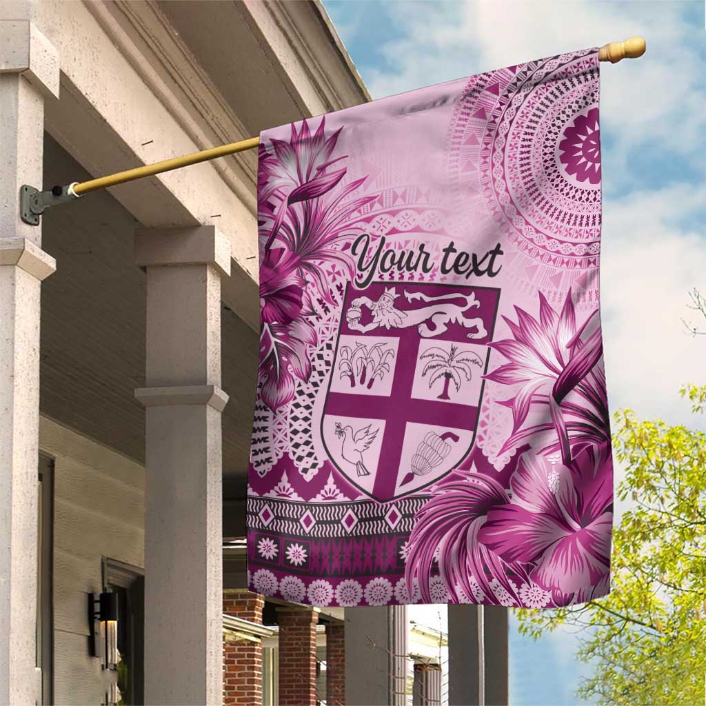 Vintage Bula Fiji Personalised Garden Flag Pink Hibiscus Tapa Pattern LT9