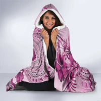 Vintage Bula Fiji Personalised Hooded Blanket Pink Hibiscus Tapa Pattern LT9