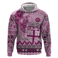 Vintage Bula Fiji Personalised Hoodie Pink Hibiscus Tapa Pattern LT9 Pullover Hoodie Pink - Polynesian Pride
