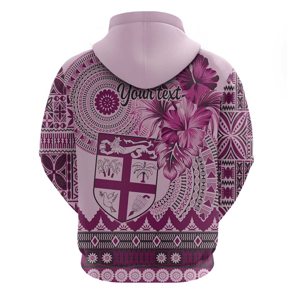 Vintage Bula Fiji Personalised Hoodie Pink Hibiscus Tapa Pattern LT9 - Polynesian Pride