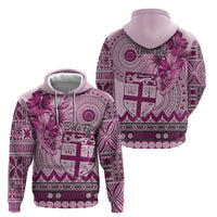 Vintage Bula Fiji Personalised Hoodie Pink Hibiscus Tapa Pattern LT9 - Polynesian Pride