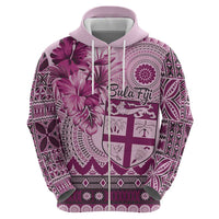 Vintage Bula Fiji Personalised Hoodie Pink Hibiscus Tapa Pattern LT9 - Polynesian Pride