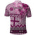 Vintage Bula Fiji Personalised Polo Shirt Pink Hibiscus Tapa Pattern