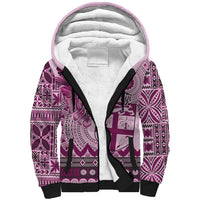 Vintage Bula Fiji Personalised Sherpa Hoodie Pink Hibiscus Tapa Pattern LT9 Unisex Pink - Polynesian Pride