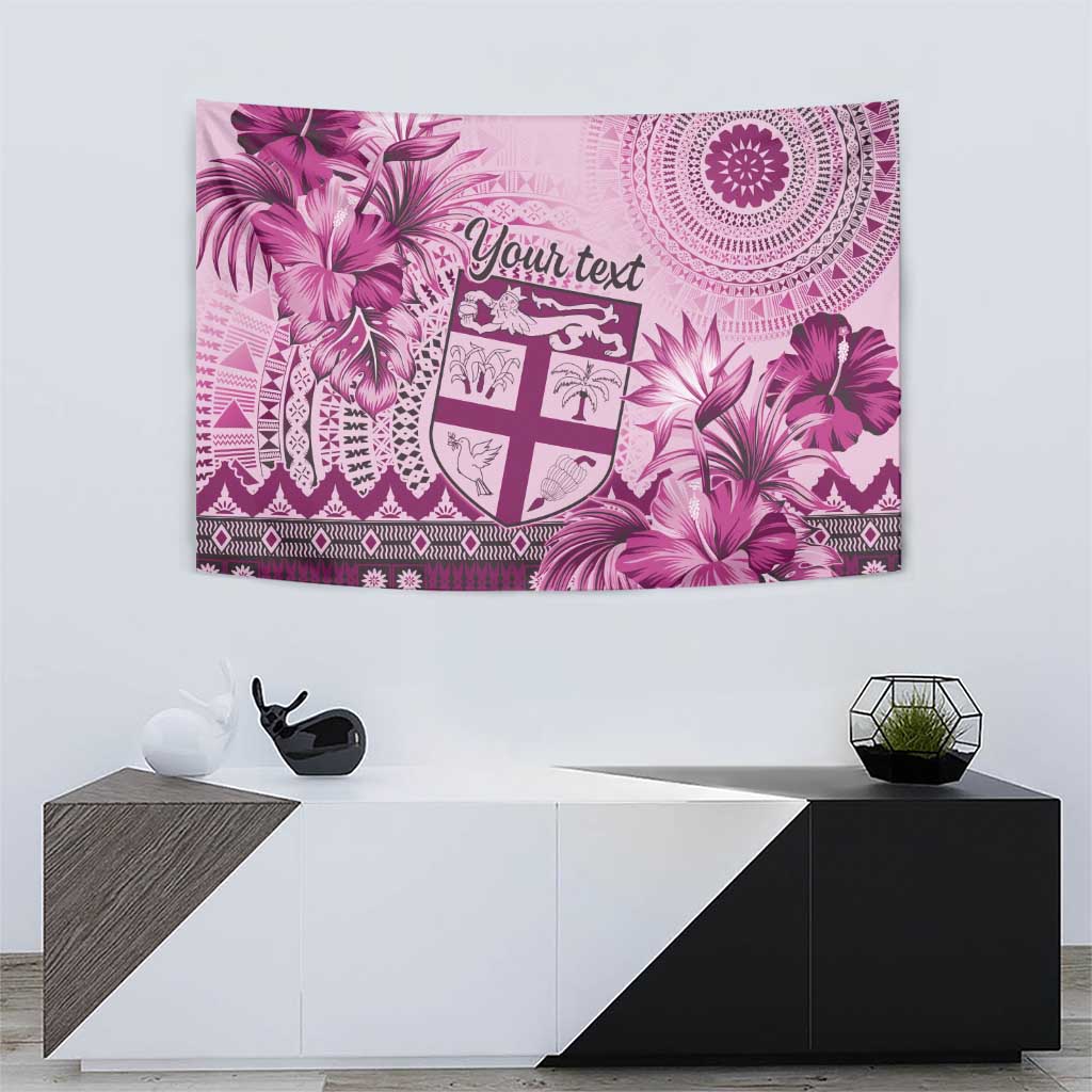 Vintage Bula Fiji Personalised Tapestry Pink Hibiscus Tapa Pattern LT9