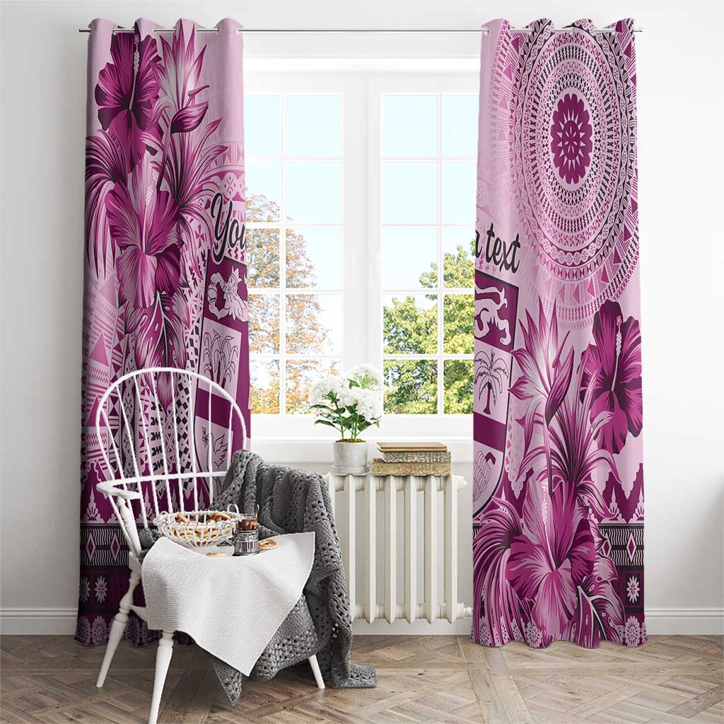 Vintage Bula Fiji Personalised Window Curtain Pink Hibiscus Tapa Pattern LT9