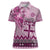 Vintage Bula Fiji Personalised Women Polo Shirt Pink Hibiscus Tapa Pattern