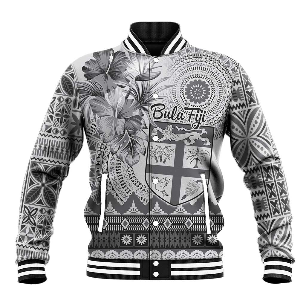 Vintage Bula Fiji Personalised Baseball Jacket Beige Hibiscus Tapa Pattern