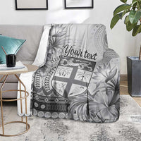 Vintage Bula Fiji Personalised Blanket Beige Hibiscus Tapa Pattern LT9