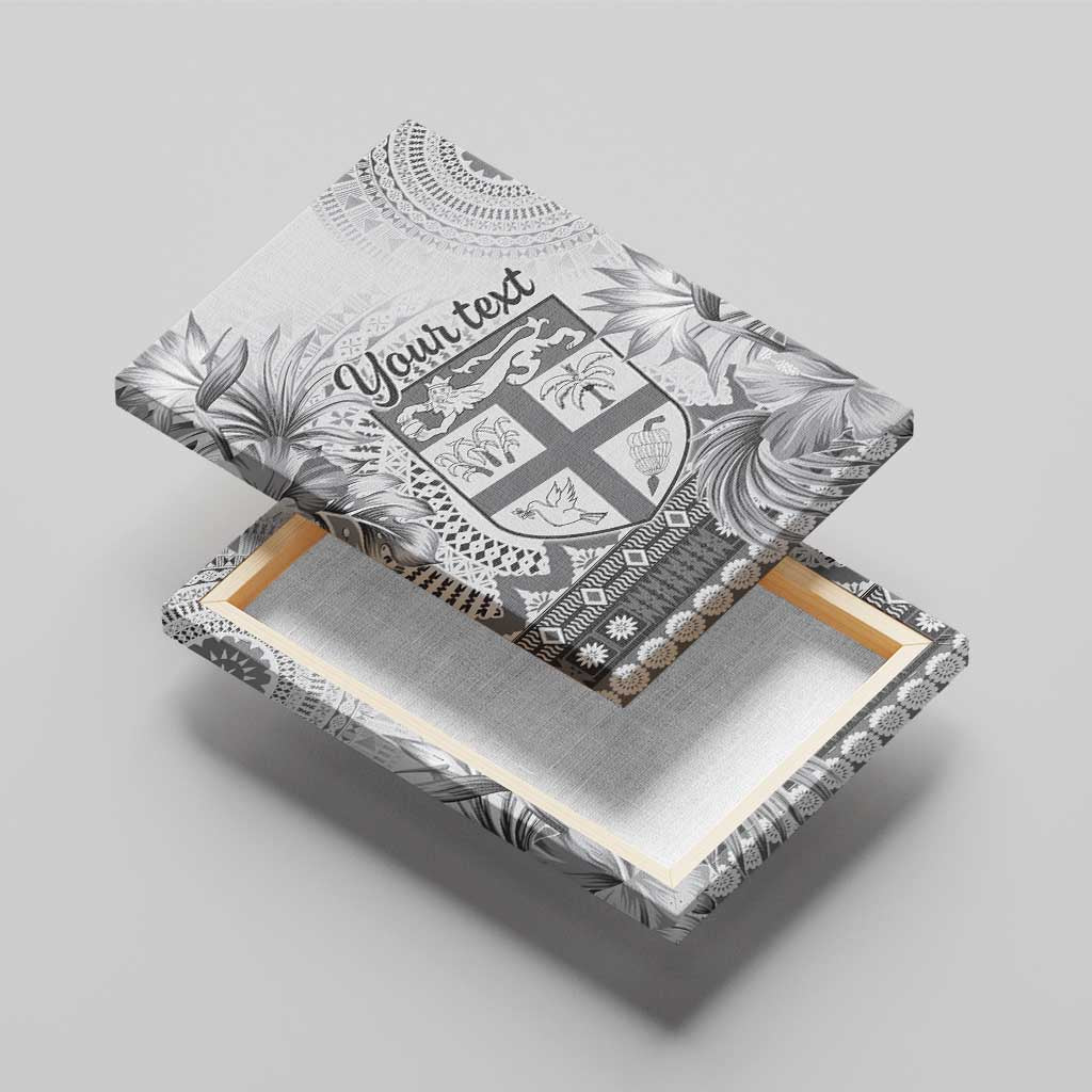 Vintage Bula Fiji Personalised Canvas Wall Art Beige Hibiscus Tapa Pattern LT9