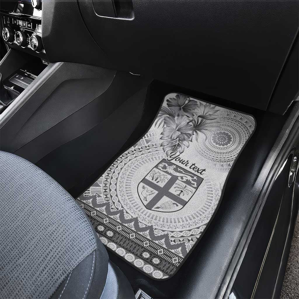 Vintage Bula Fiji Personalised Car Mats Beige Hibiscus Tapa Pattern LT9