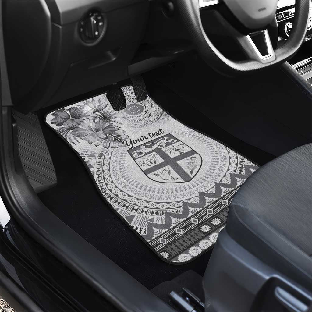 Vintage Bula Fiji Personalised Car Mats Beige Hibiscus Tapa Pattern LT9