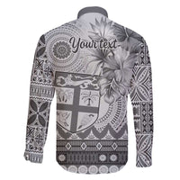 Vintage Bula Fiji Personalised Family Matching Off The Shoulder Long Sleeve Dress and Hawaiian Shirt Beige Hibiscus Tapa Pattern