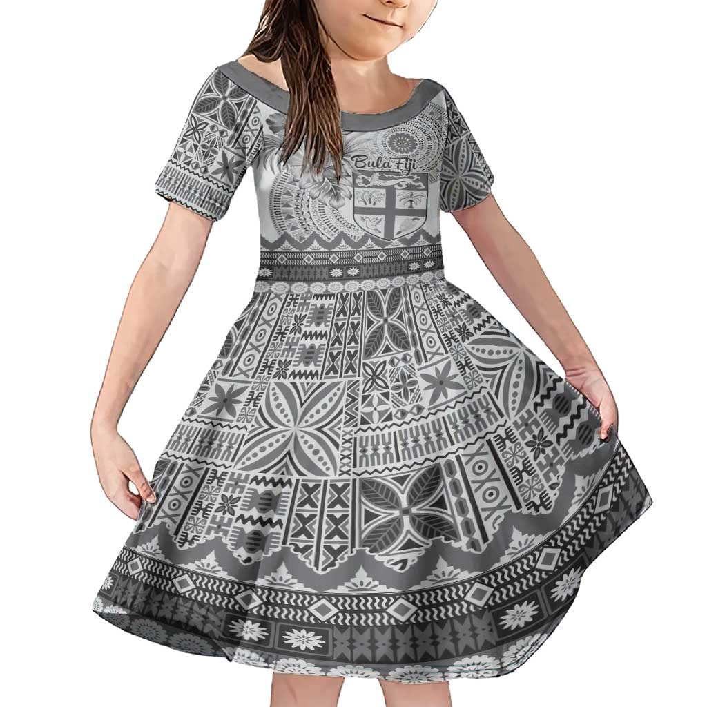 Vintage Bula Fiji Personalised Family Matching Short Sleeve Bodycon Dress and Hawaiian Shirt Beige Hibiscus Tapa Pattern