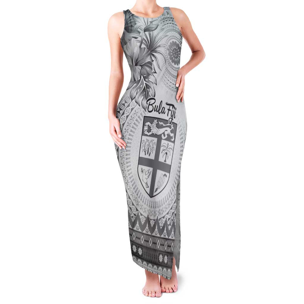 Vintage Bula Fiji Personalised Family Matching Tank Maxi Dress and Hawaiian Shirt Beige Hibiscus Tapa Pattern