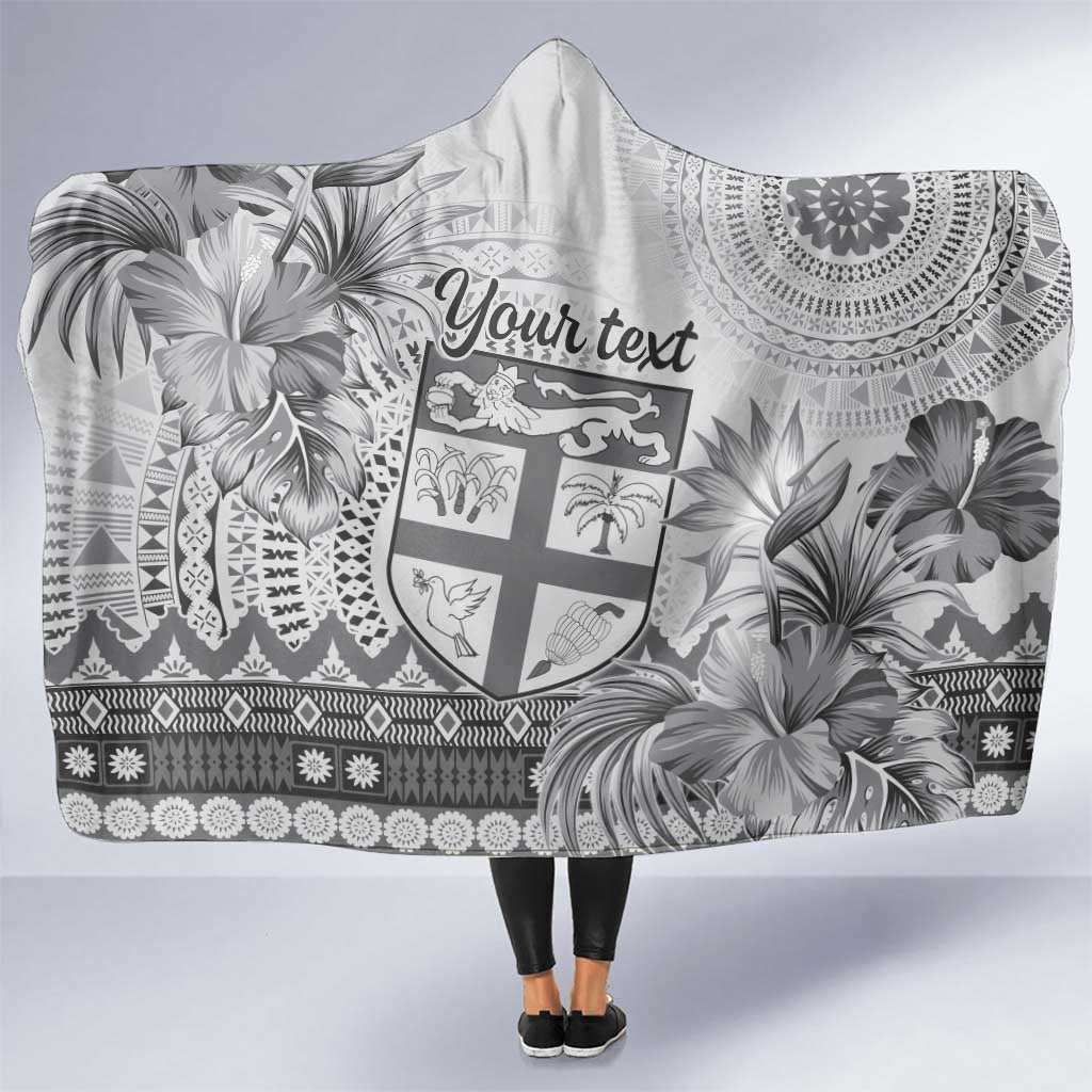 Vintage Bula Fiji Personalised Hooded Blanket Beige Hibiscus Tapa Pattern LT9