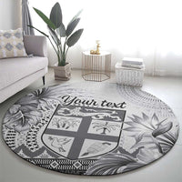 Vintage Bula Fiji Personalised Round Carpet Beige Hibiscus Tapa Pattern LT9