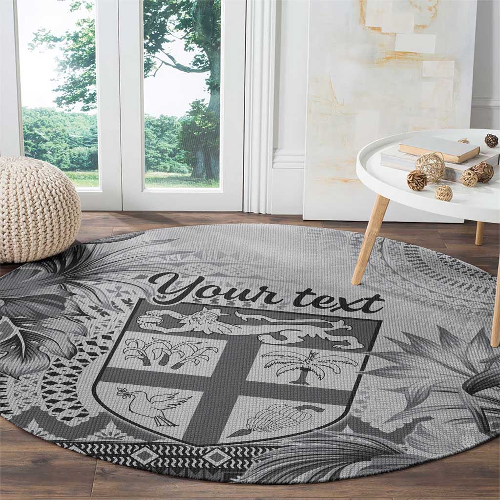 Vintage Bula Fiji Personalised Round Carpet Beige Hibiscus Tapa Pattern LT9