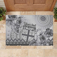 Vintage Bula Fiji Personalised Rubber Doormat Beige Hibiscus Tapa Pattern LT9