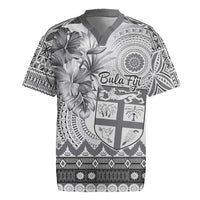 Vintage Bula Fiji Personalised Rugby Jersey Beige Hibiscus Tapa Pattern