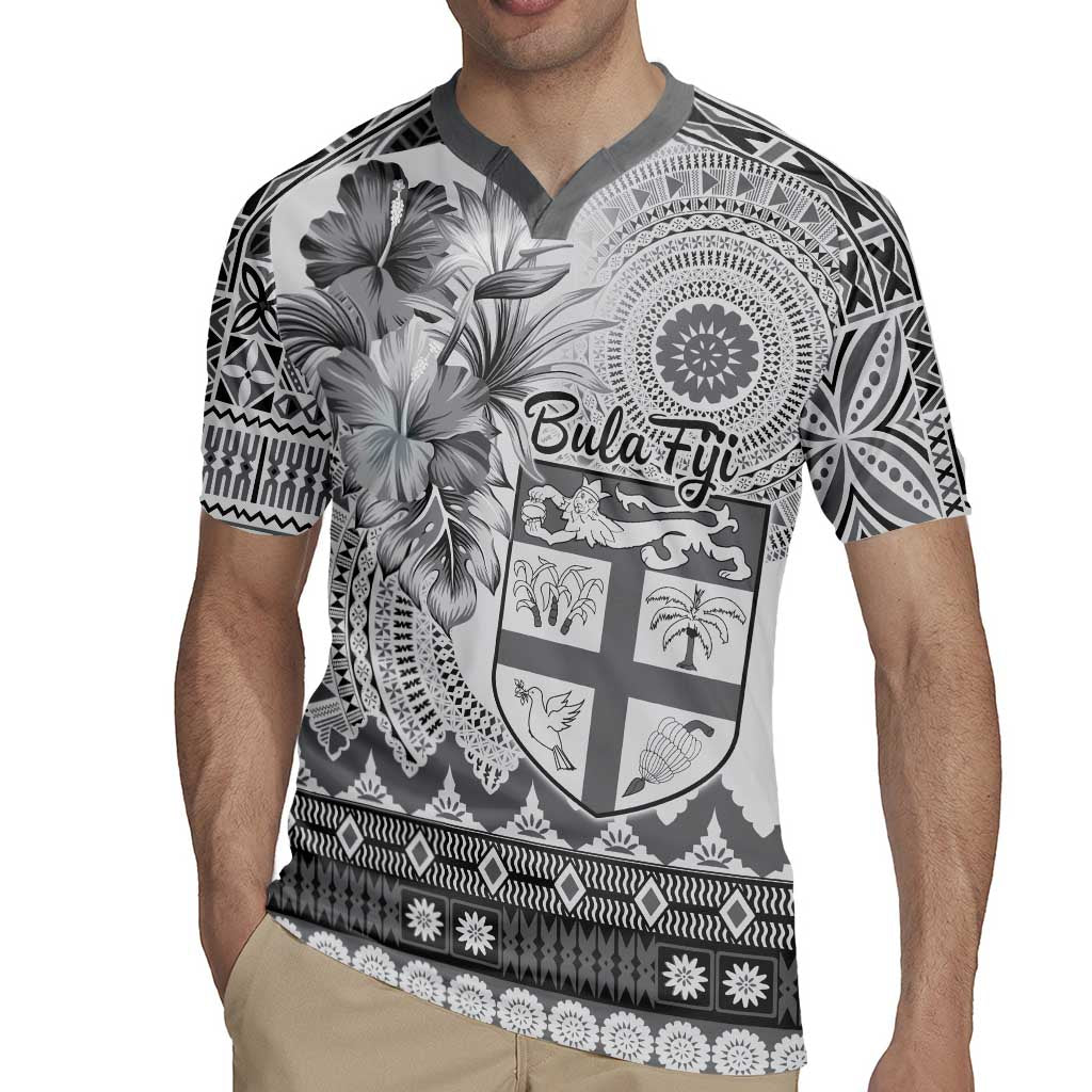 Vintage Bula Fiji Personalised Rugby Jersey Beige Hibiscus Tapa Pattern