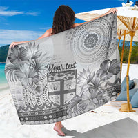 Vintage Bula Fiji Personalised Sarong Beige Hibiscus Tapa Pattern LT9