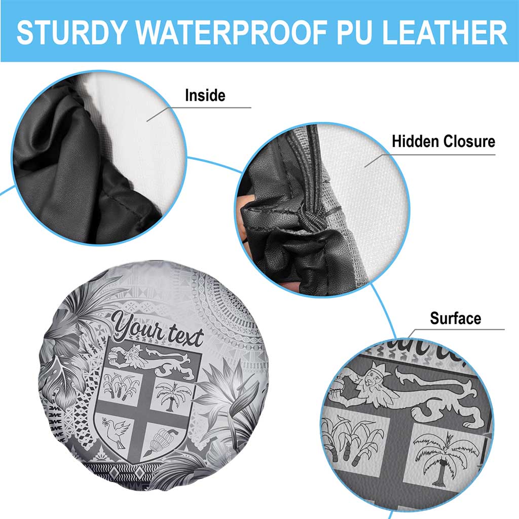 Vintage Bula Fiji Personalised Spare Tire Cover Beige Hibiscus Tapa Pattern LT9